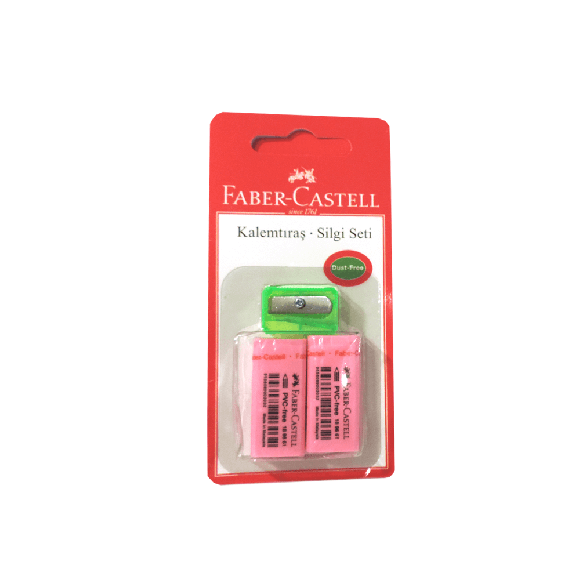 Faber Castell Renkli Silgi 2 Adet + Plastik Kalemtraş