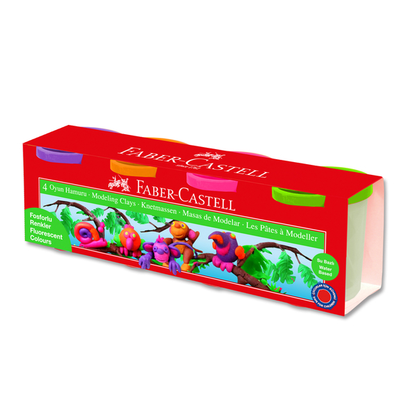 Faber Castell Su Bazlı Oyun Hamuru 4 Neon Renk 120043