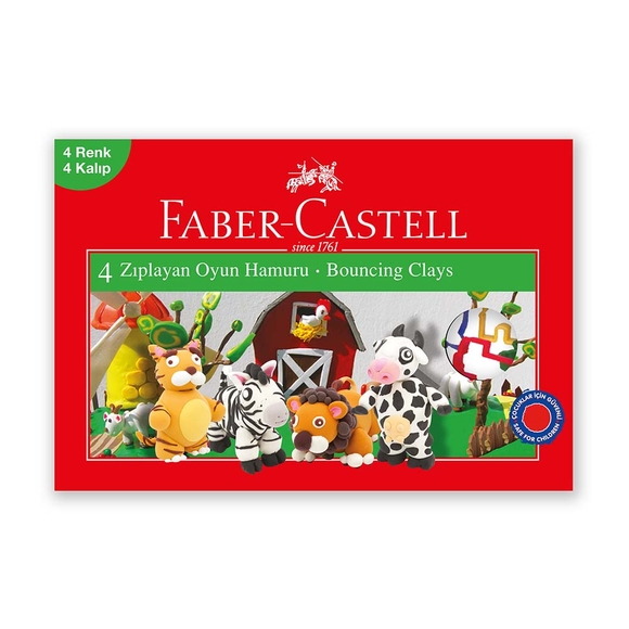 Faber Castell Su Bazlı Zıplayan Oyun Hamuru 4 Renk 120050