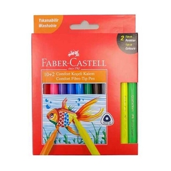 Faber Comfort Serisi Keçeli Kalem 12 Renk Yıkanabilir 10+2 Neon 5068155133 - Thumbnail