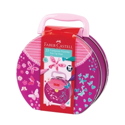 Faber Castell - Faber Eğlenceli Serisi Keçeli Kalem 33 Renk + Metal El Çantası 5062155537