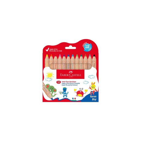 Faber Kuru Boya Kalemi 12 Renk Jumbo Yarım Boy Üçgen Creatives 5244000079000