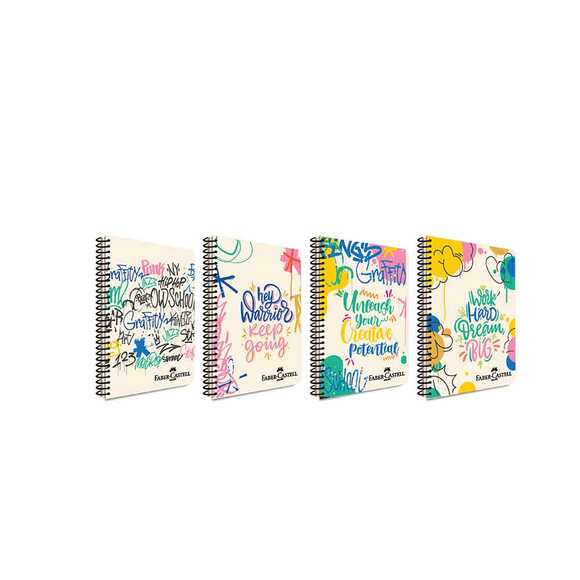 Faber Pp Kapak Grafiti Spirali Defter 80 Yaprak Kareli 5075000428000