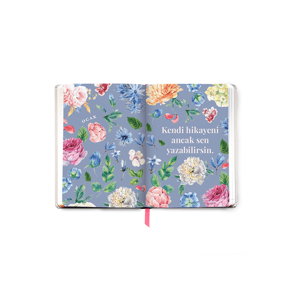 Fabooks 2021- 2022 Pembe ve Mavi Çiçekler 17 Aylık Akademik Ajanda