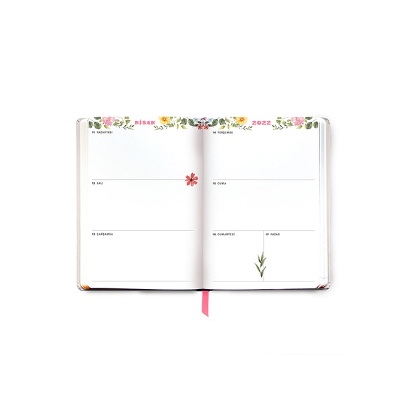 Fabooks 2021- 2022 Pembe ve Mavi Çiçekler 17 Aylık Akademik Ajanda