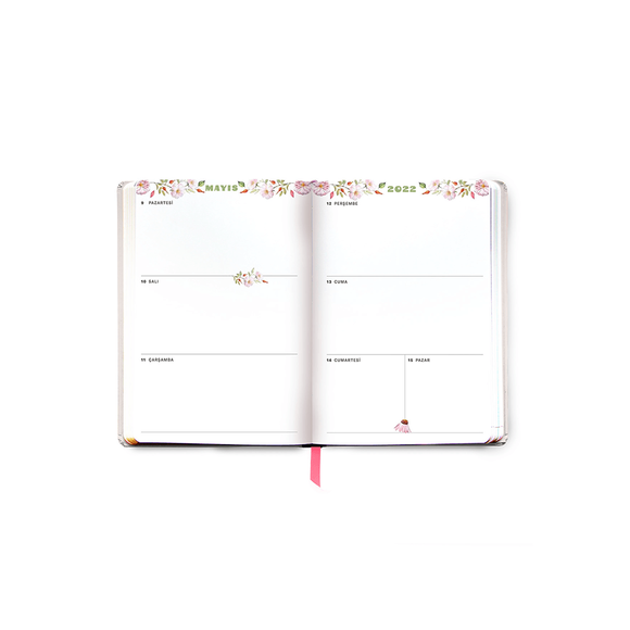 Fabooks 2021- 2022 Pembe ve Mavi Çiçekler 17 Aylık Akademik Ajanda