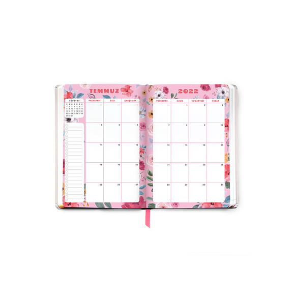 Fabooks 2021- 2022 Pembe ve Mavi Çiçekler 17 Aylık Akademik Ajanda