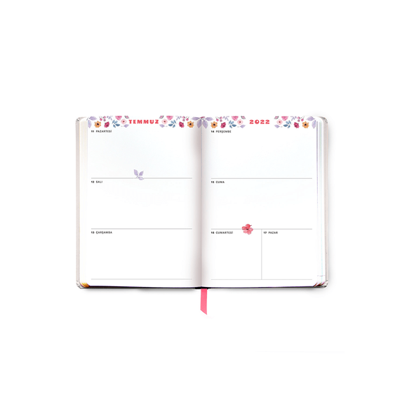 Fabooks 2021- 2022 Pembe ve Mavi Çiçekler 17 Aylık Akademik Ajanda