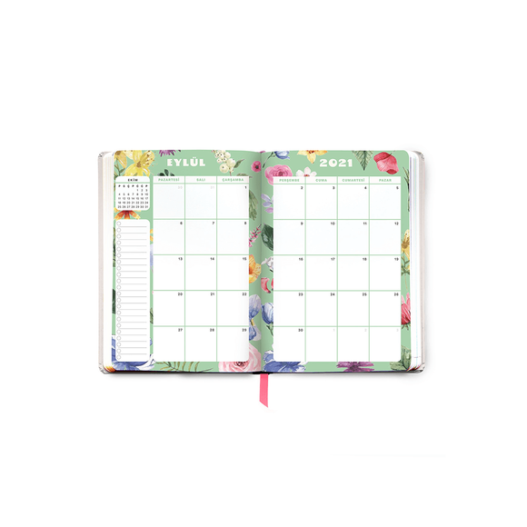 Fabooks 2021- 2022 Pembe ve Mavi Çiçekler 17 Aylık Akademik Ajanda