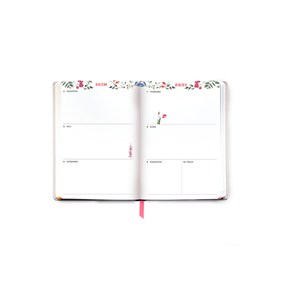 Fabooks 2021- 2022 Pembe ve Mavi Çiçekler 17 Aylık Akademik Ajanda