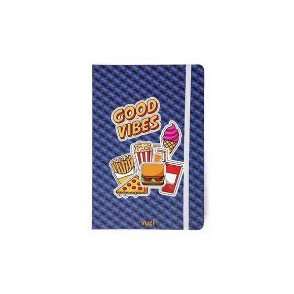 Fast Food Desenli Sert Kapak Lastikli Defter A5