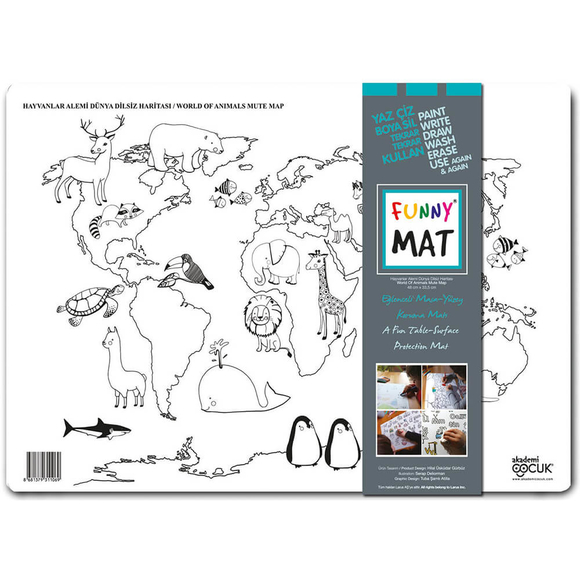 Funny Mat Dünya Dilsiz Haritası Hayvanlar Alemi 1106