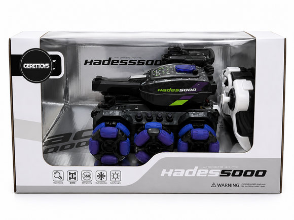 Gepettoys Uzaktan Kumandalı Çift Kontrollü 6 Teker Su Topu Atan Akrobat Tank 4D-Y13

