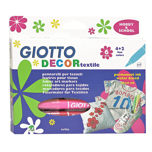 Giotto Decor Tekstil Boya Kalemi 6 Renk 494800