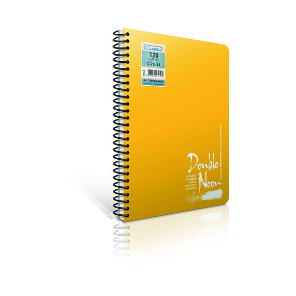 Gıpta Double Neon Defter Spiralli PP Kapak A4 100 Yaprak Kareli 3-2171000-2011