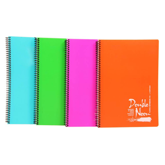 Gıpta Double Neon Spiralli Defter PP Kapak 80 Yaprak A4 Çizgili 3-2167000-2011