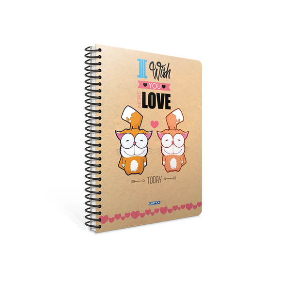 Gıpta Love Spiralli Defter PP Kapak A4 100 Yaprak Kareli 3-6795