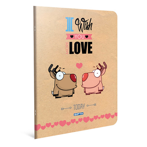 Gıpta Love Tel Dikişli Defter PP Kapak A4 40 Yaprak Kareli 3-6803