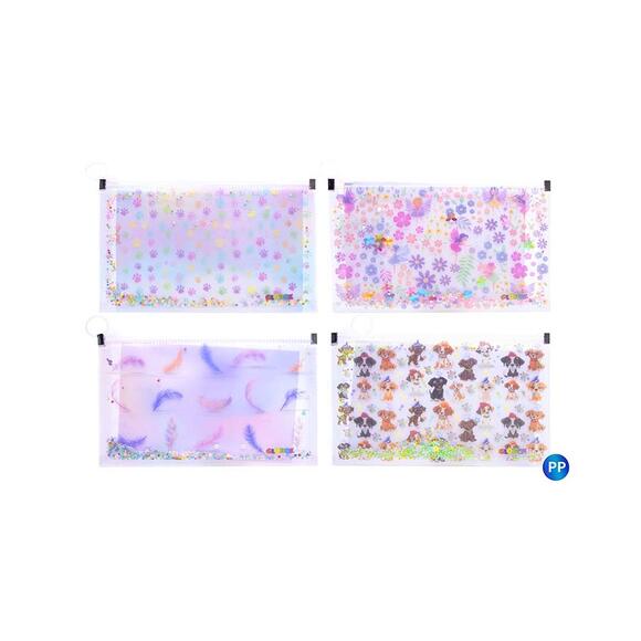 Globox A4 Fermuarlı Simli Kalemlikli Pp Dosya 3937