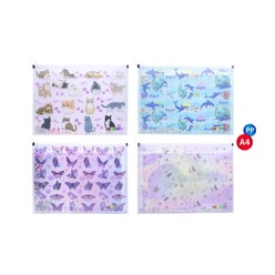 Globox - Globox A4 Fermuarlı Simli Pp Dosya 3940