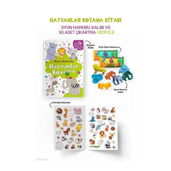 Hayvanlar Boyama Kitabı - Oyun Hamurlu / 3 Yaş +
