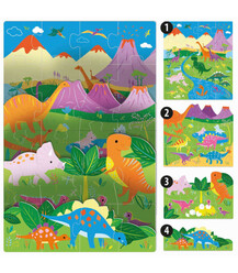 Headu Playrama Dinozorlar Puzzle (3-6 Yaş) MU55300 - Thumbnail