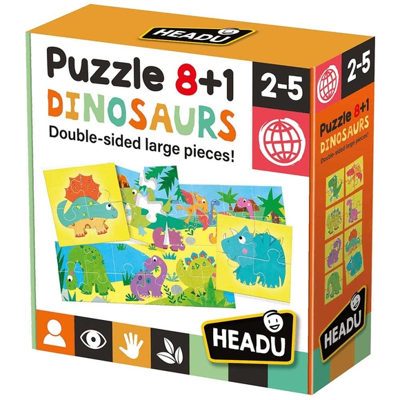 Headu Puzzle 8+1 Dinosaurs (2-5 Yaş) IT-22243