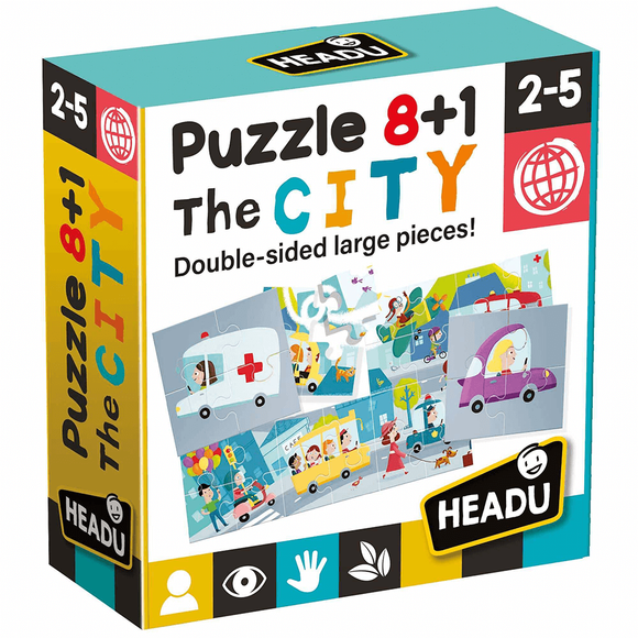 Headu Puzzle 8+1 The City (2-5 Yaş) IT-20580