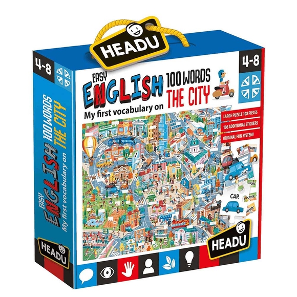 Headu Puzzle Easy English 100 Words The City (4-8 Yaş) IT-21000