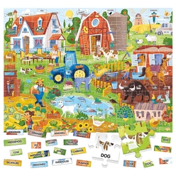 Headu Puzzle Easy English 100 Words The Farm (3-6 Yaş) IT-20997 - Thumbnail