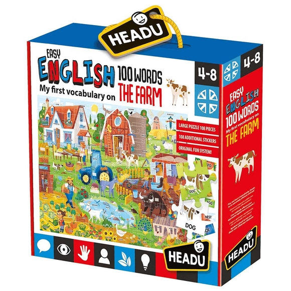 Headu Puzzle Easy English 100 Words The Farm (3-6 Yaş) IT-20997