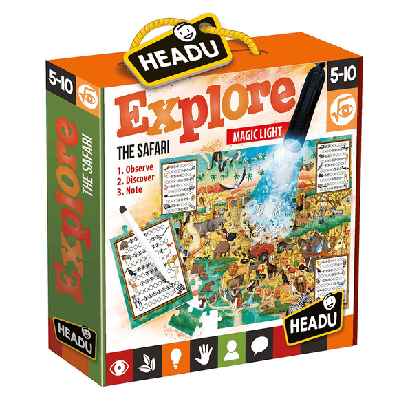 Headu Puzzle Explore The Safari Magic Light (5-10 Yaş) IT-21420