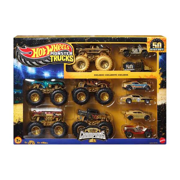 Hot Wheels Monster Trucks Bigfoot Trophy Şampiyonları Araba ve Kamyon Çoklu Arabalar JDW07