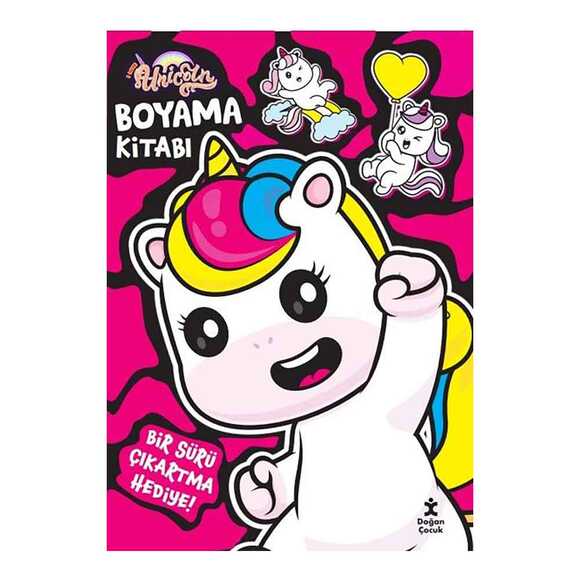 I Love Unicorn - Boyama Kitabı - Şeker Pembe - Bir Sürü Çıkartma Hediye!