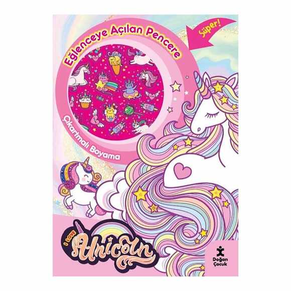 I Love Unicorn Eğlenceye Açılan Pencere Çıkartmalı Boyama Kitabı 