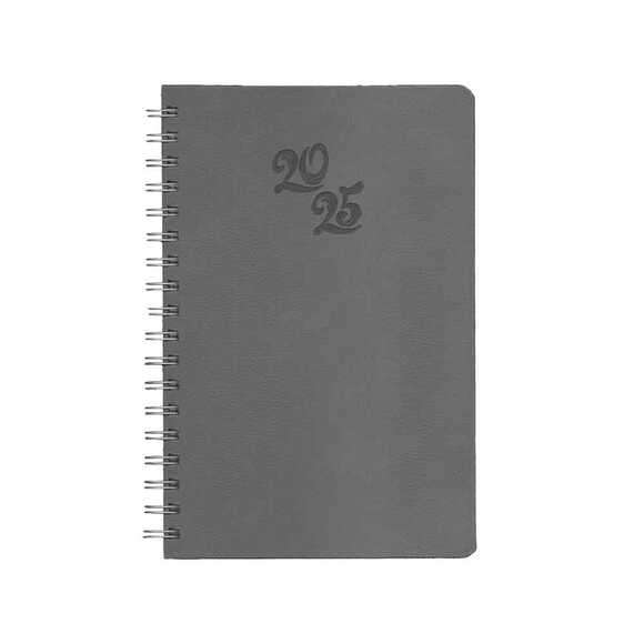 İlpen 17x24 Spiralli Termo Deri Ajanda 2025 Gri 6446