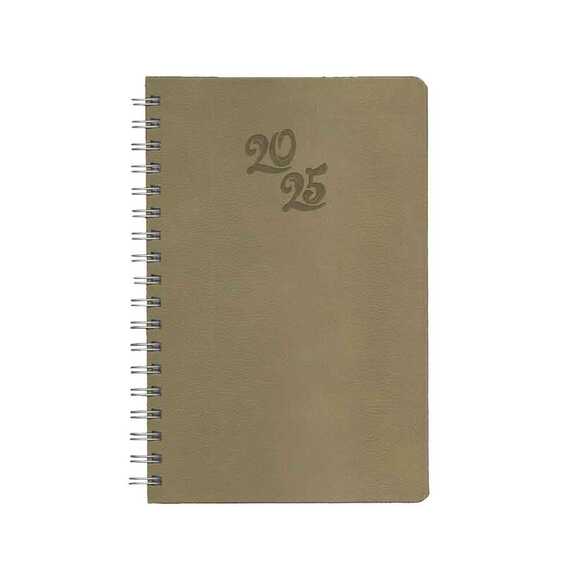 İlpen 17x24 Spiralli Termo Deri Ajanda 2025 Krem 6446