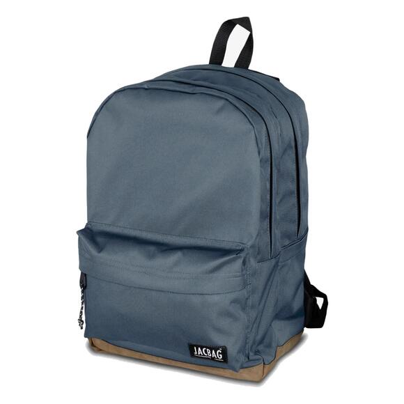 Jacbag Jac-56 Campus Deri Tabanlı İki Bölmeli Sırt Çantası Gri