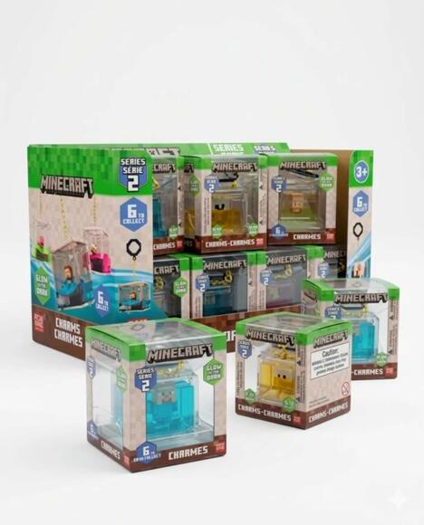 Just Toys Minecraft Charms Anahtarlık ve Çanta Süsü Seri 2 Karanlıkta Parlayan