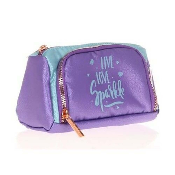 Kaukko K2532 Sparkle Plump Kalem Çanta Duble K.Lila 
