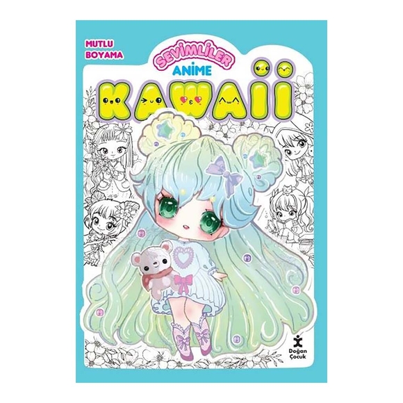 Kawaii Anime Mutlu Boyama 2 Yeşil