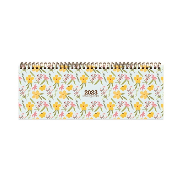 Keskin 12X33,5 Spiralli Haftalık Masa Ajandası Sarı Çiçek 2023 830092-99 Aj-65