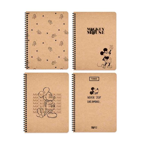 Keskin 16,5 x 22,5cm 80 Yaprak Kraft Karton Kapak Spiralli Defter Çizgili - Mickey Mouse 410133-69