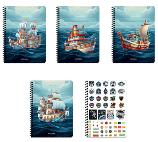 Keskin 16,5x22,5cm 80yp. Spiralli Pp Kapak Gemi Çizgili 324241-99