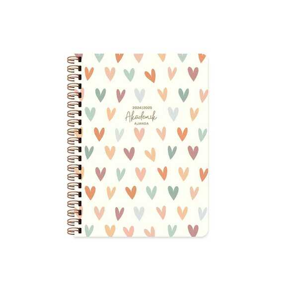 Keskin 16x23cm Spiralli Akademik Ajanda 2024-2025 Kalp