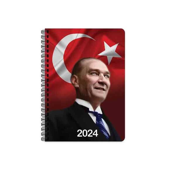 Keskin 2024 17X24 Atatürk Günlük Spiralli Ajanda-Cumhurbaşkanı