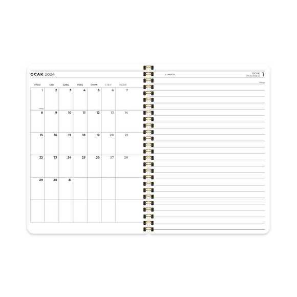 Keskin 2024 A5 Spiralli Sert Kp.Günlük Ajanda Bej 830480