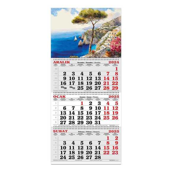 Keskin 2025 3 Aylık Spiralli Jumbo Denizci Takvim Akdeniz 600033-99