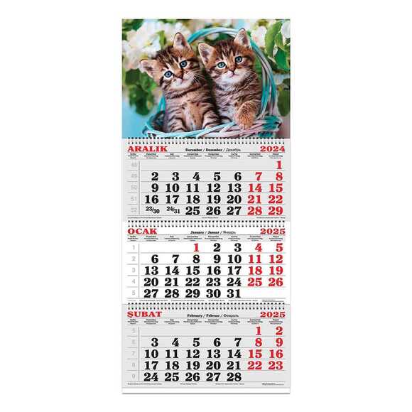 Keskin 2025 3 Aylık Spr. Jumbo Denizci Takvimi Kediler 600031-99