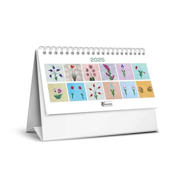 Keskin 2025 Karton Üçgen Masa Takvimi Ebru 600039-99